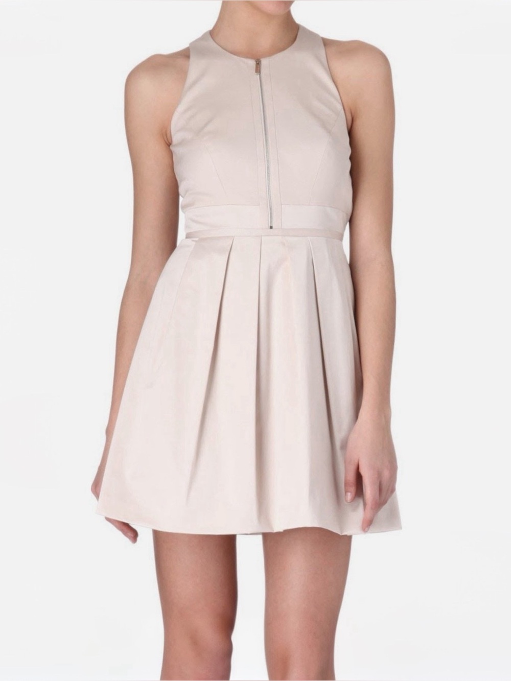 Karen Millen Pale Blush Halter Pleated Mini Dress NWT